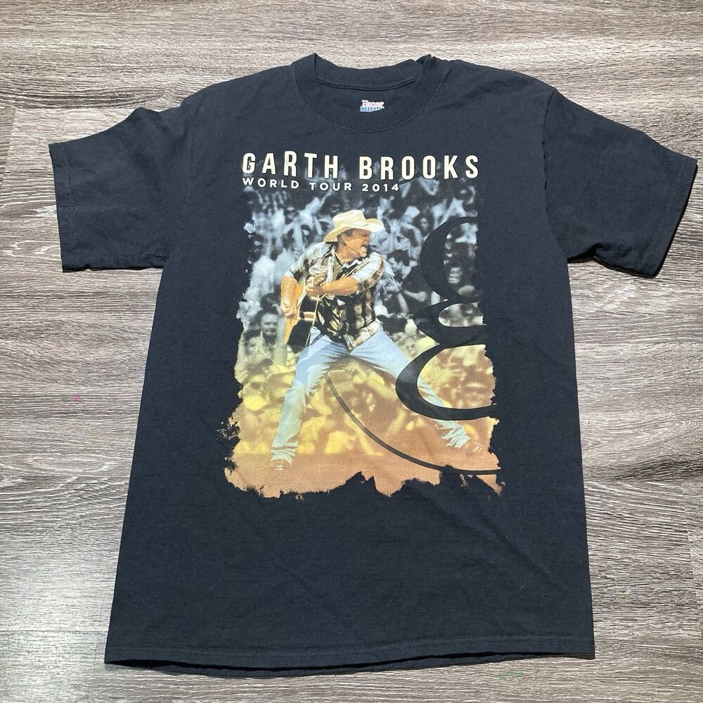 Garth Brooks Shirt Mens Large Black Concert World Tour Country Music 2014